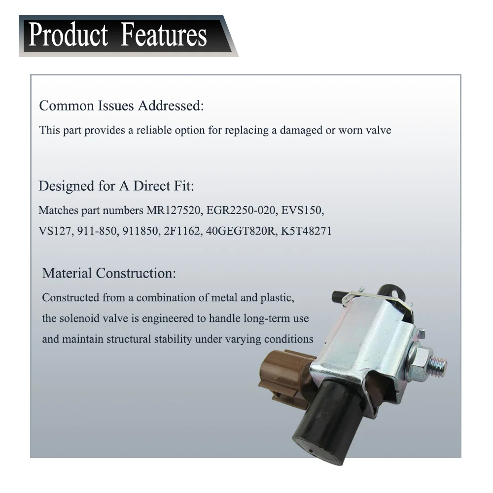 1pcs EGR Solenoid Valve MR127520, EGR2250-020, EVS150, VS127 for Mitsubishi Eclipse Montero Lancer Galant Mirage Diamante 3000GT