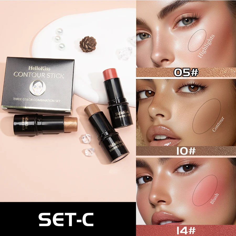 Rosto contorno bronzer vara rosto iluminar iluminador barra shimmer iluminador blush vara corretivo creme maquiagem cosméticos