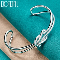 DOTEFFIL 925 Sterling Silver Geometry Intertwine Bangle Bracelet For Woman Man Wedding Engagement Fashion Charm Party Jewelry