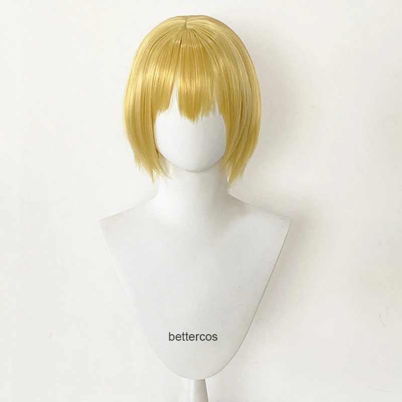 Anime HUNTER×HUNTER Cosplay Kurapika Wig Heat Resistant Synthetic Hair Kurapika Wigs + Wig Cap +Rings Chain Accessories