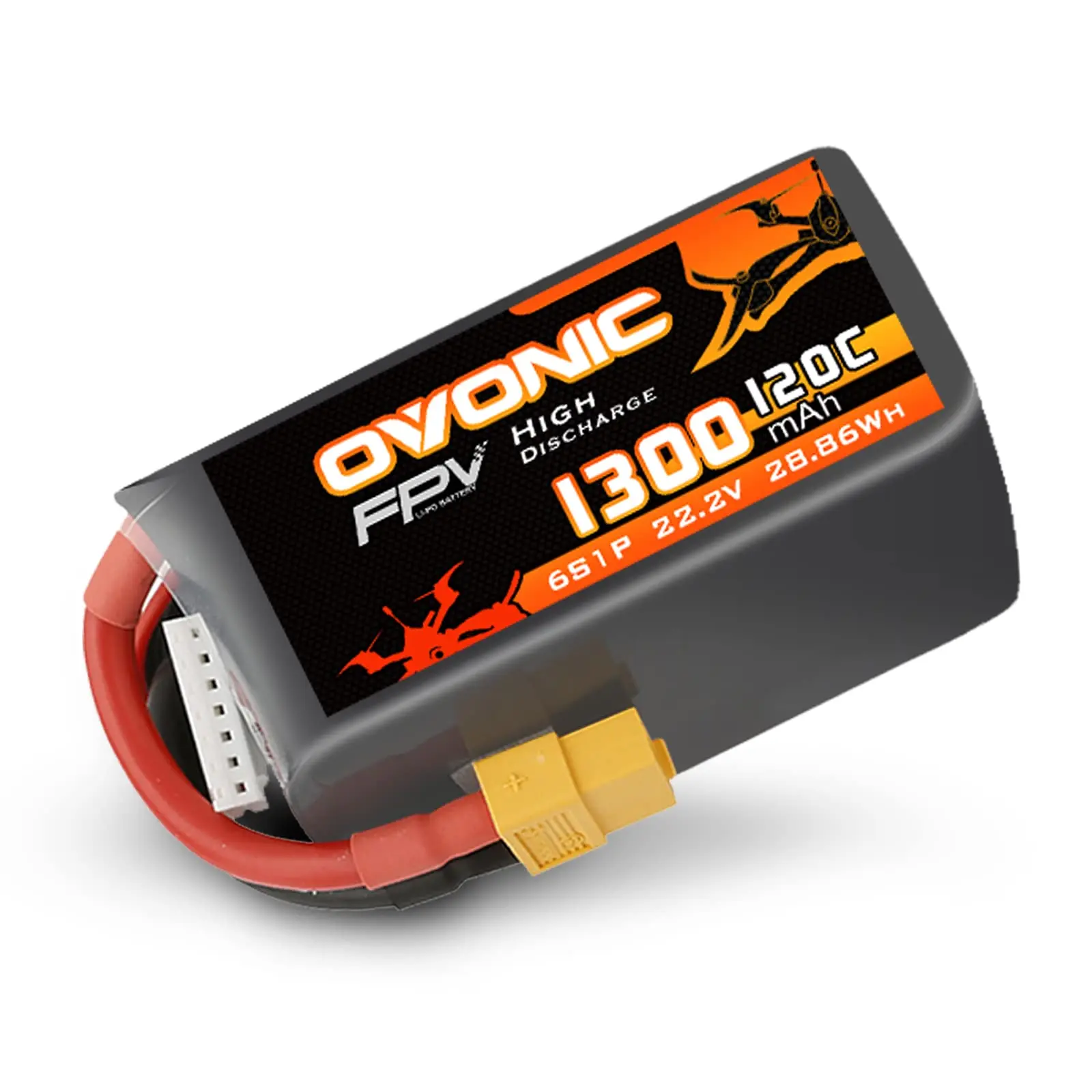 OVONIC 6s Lipo Battery 1300 mAh 22.2 V 120C with XT60 Connector for RC FPV Helicopter Aeroplane Quadcopter Hobby Racing