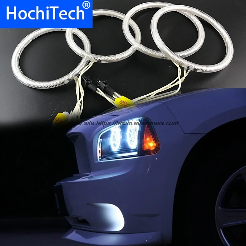 Para Dodge Charger 2005 2006 2007 2008 2009 2010 HochiTech Ccfl Angel Eyes Kit blanco 6000k Ccfl Halo anillos faro