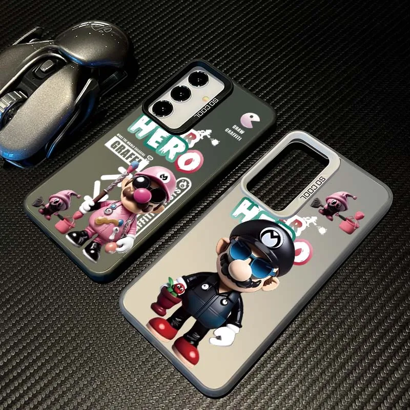 

Cute Supers M-Marios Cartoon Phone Case For Samsung Galaxy S25 S24 S23 S22 S21 S20 FE Plus Note 20 Ultra 5G Colorful Silver