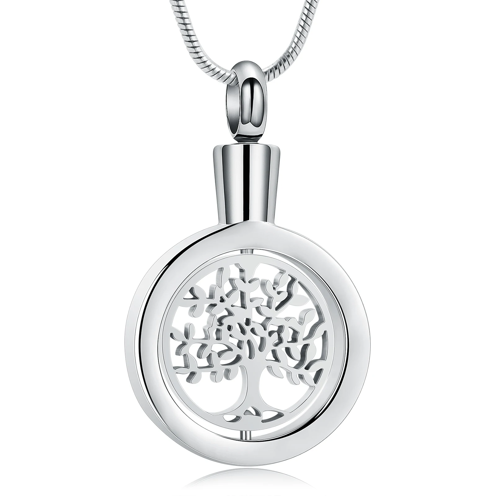 Tree of Life Cremation Jewelry for Ashes Circle Keepsake Urn Necklaces for Human Pet Memorial Urn Locket Ashes Pendant