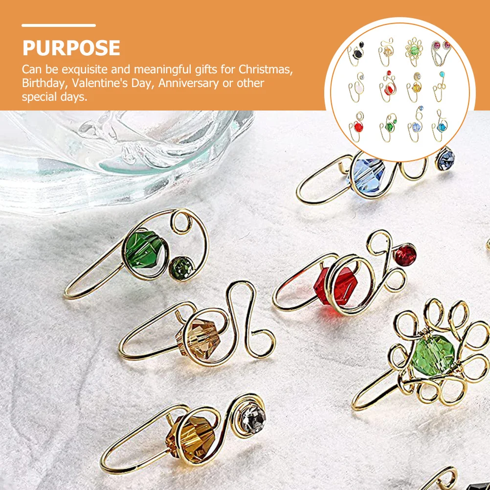 

12Pcs Nose Rings Rhinestone Enhanced Cuff Design for Non Pierced Nose African Inspired Jewelry Women Fashion Accessory