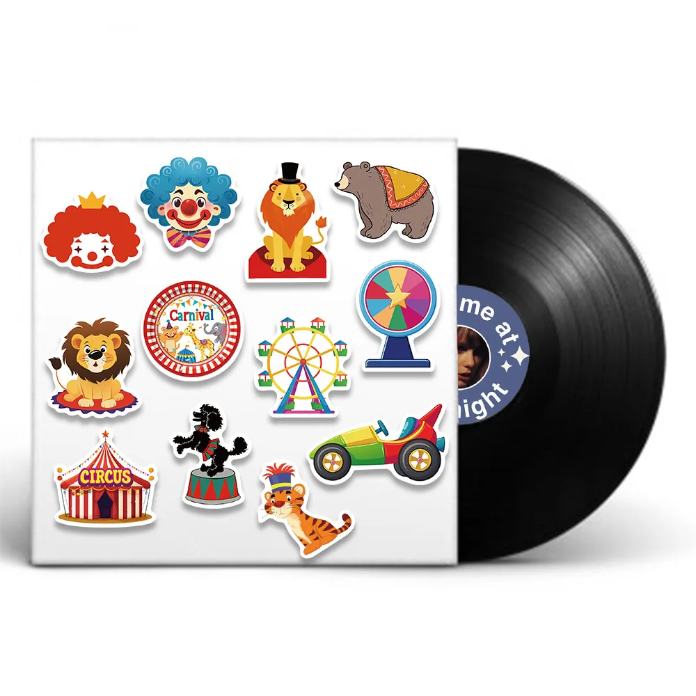 50PCS Crazy Carnival Circus Stickers Cartoon Animals Graffiti Decals For Laptop Skateboard Suitcase Guitar Waterproof Stickers