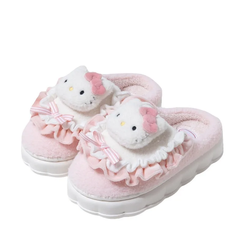 Sanrio Anime Hello Kitty Kawaii  Cinnamoroll Home Cotton Warm Slippers Cute Cartoon Kuromi Non-slip Plush Slippers Gifts