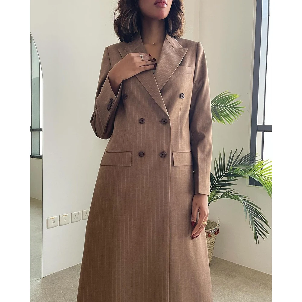 High Quality Women Blazer Abayas One Piece Double Breasted Peak Lapel Floor Length Floor Length Elegant Business Female Outfits