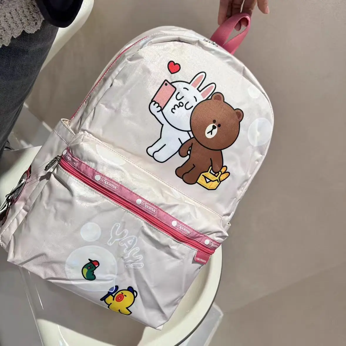 Mochila de gran capacidad con estampado de dibujos animados para mujer, Bolsa Escolar ligera