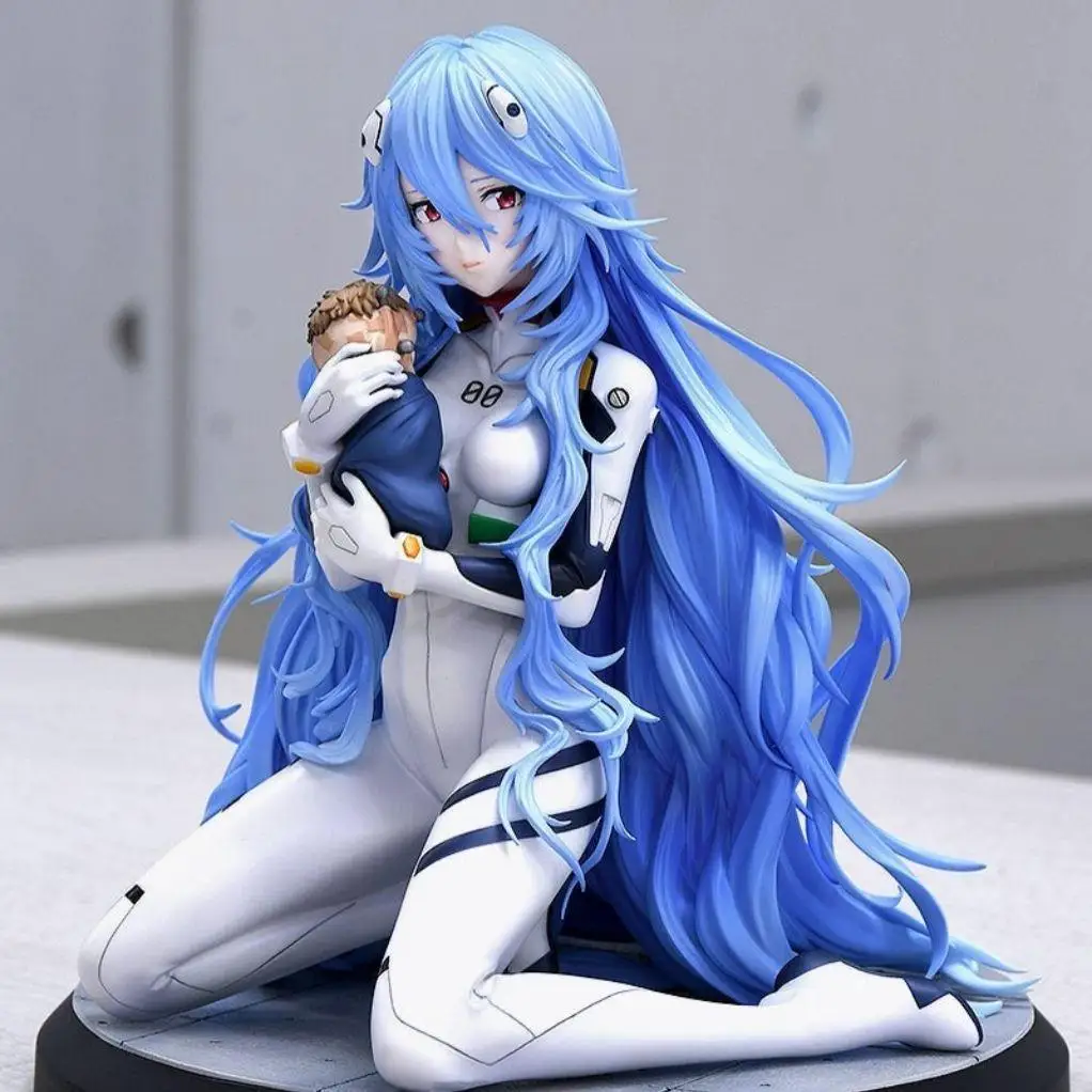 Rei Ayanami Kneeling Figure - Neon Genesis Evangelion Long Hair Anime Model Statue Decor view 4