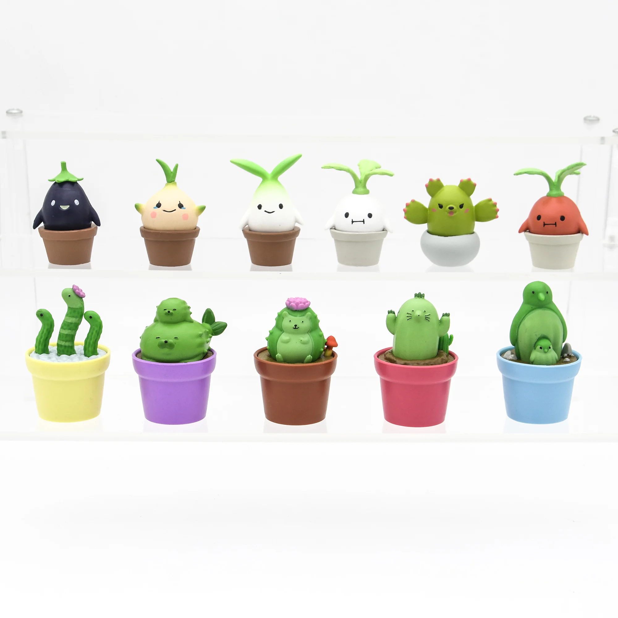 Original gashapon toys kawaii cactus animals Hedgehog Penguin Seal Mole Spotted garden eel Mandrake potted plants figures