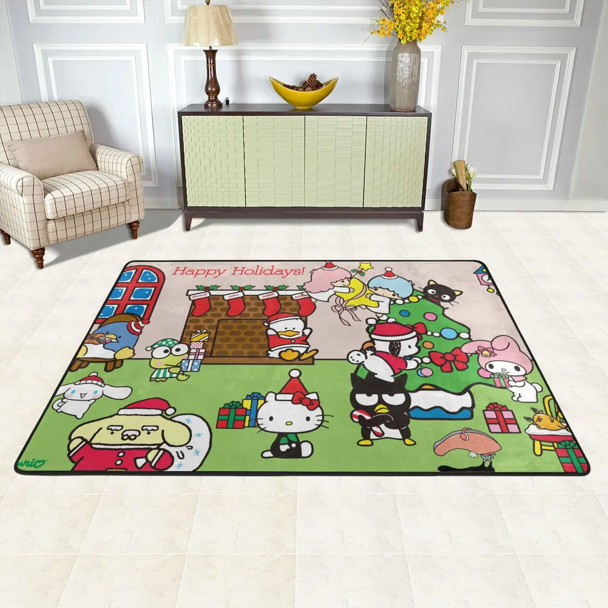 Sanrio Characters Wesołych Świąt Dywan Do Kuchni Sypialni Sofy Wystrój Domu Nowoczesne Aksamitne Dywany Podłogowe Antypoślizgowa Dekoracja Domu