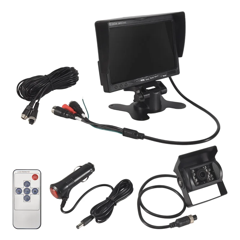 

Точная автомобильная камера заднего вида AHD с монитором для парковочного прицепа грузовика, камера заднего вида 24 В, обратное изображение, 7-дюймовый автомобильный монитор