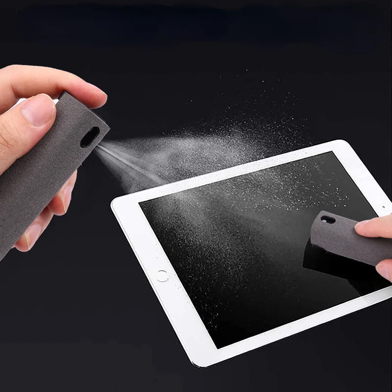 2 In 1 Phone Screen Cleaner Spray Computer Phone Screen Dust Removal Tool for IPhone Microfiber Cloth Sets Cleaning Artifact