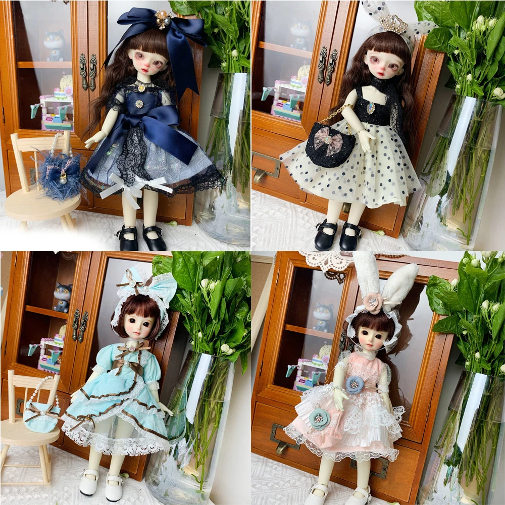 

H02-038 children handmade toy BJD/SD doll clothes 1/6 30cm Classic lace clothing party dress 4pcs/set