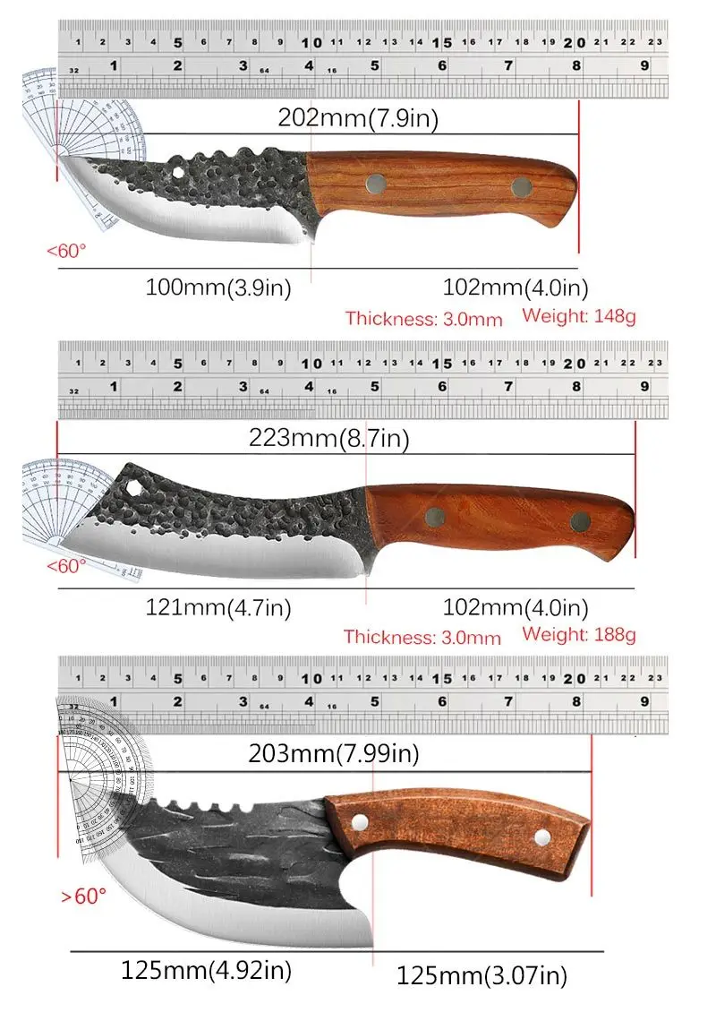 Boning Knife Hande Forged Stainless Steel Professional Chef Knife Meat Cutting Knives Kitchen Cleaver Butcher Knife Wood Handle