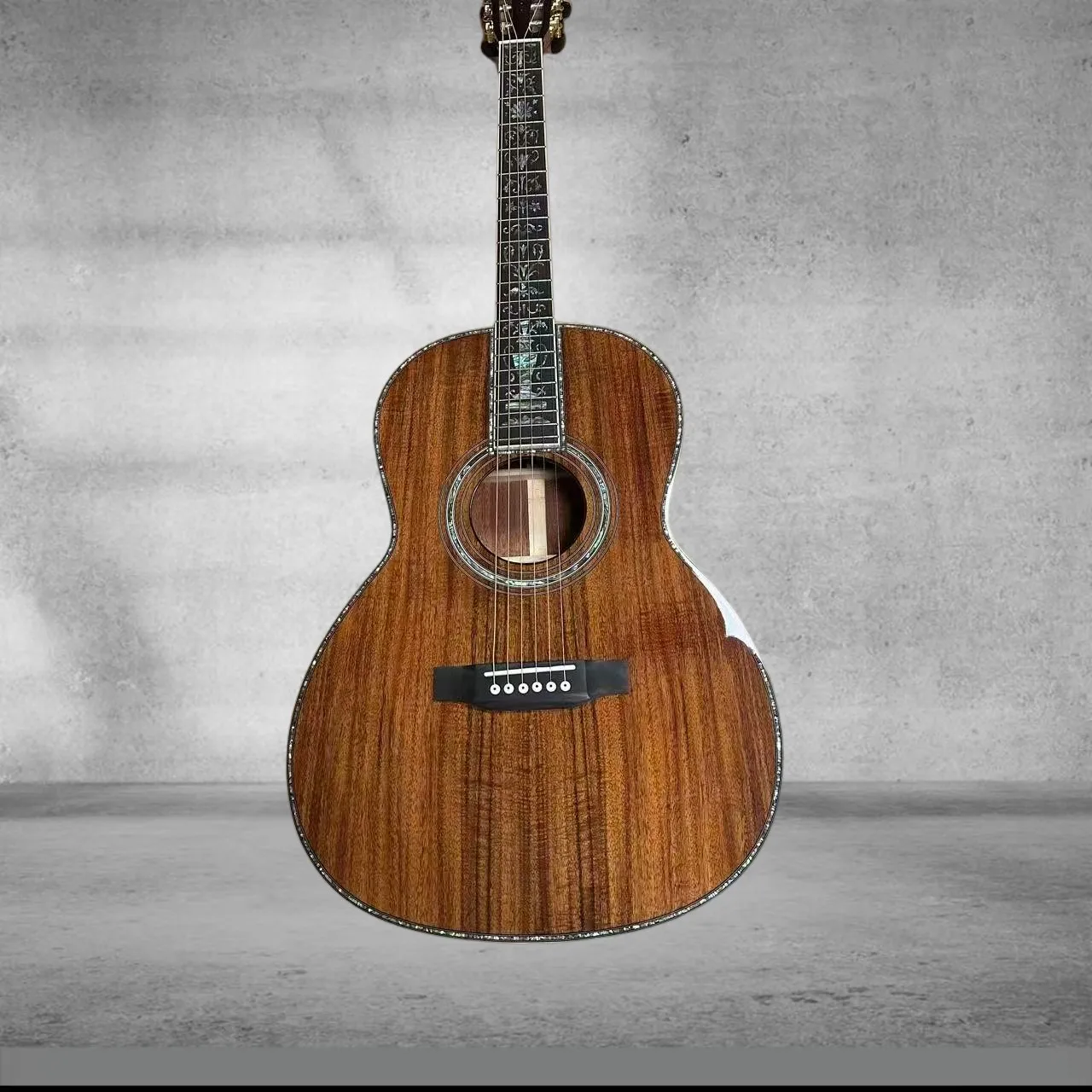2026 new Brown Natural KOA Wood Color 00045 Acoustic Guitar High-end Version Vase Inlaid Finger Board Ebony
