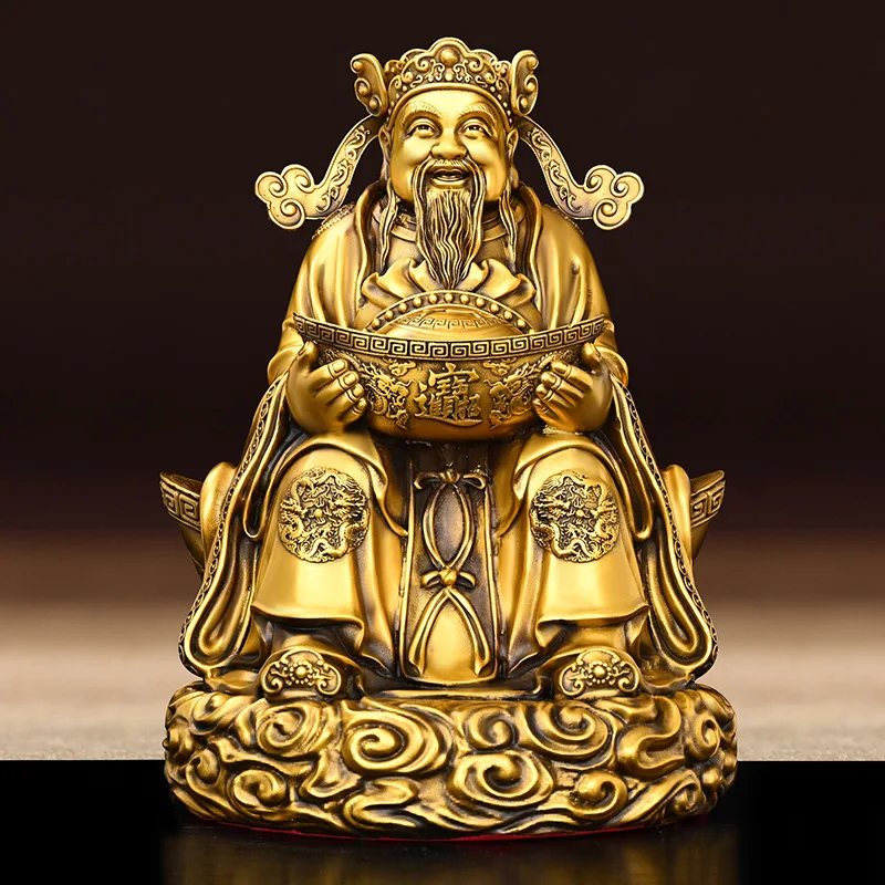 God of Wealth All Copper Gold Ingot God of Wealth Decoration Home Office Shop Table Decorations Sitting Yuan Bao Wen God of Weal