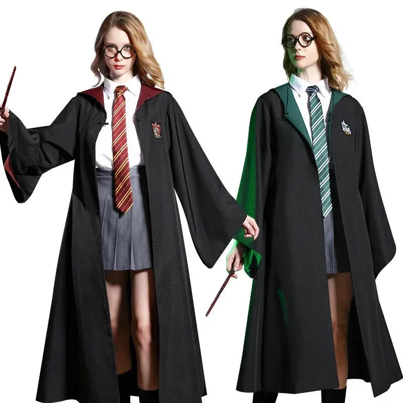 Adult Kids Cosplay Clothes Magic Cloak Children Robe Cape Cosplay Hoodie For Kids Slytherin Robe Hall Accessories