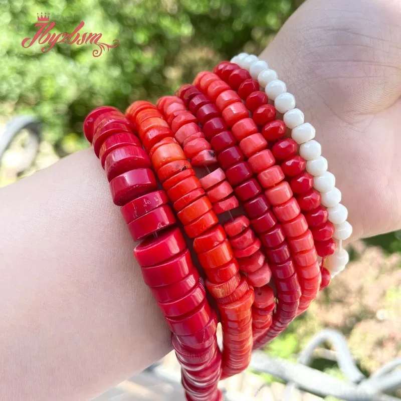 Rondelle Heishi Abacus Column Coral Stone Spacer Beads for DIY Necklace Bracelet Earring Ring Charms Jewelry Making Strand 15\