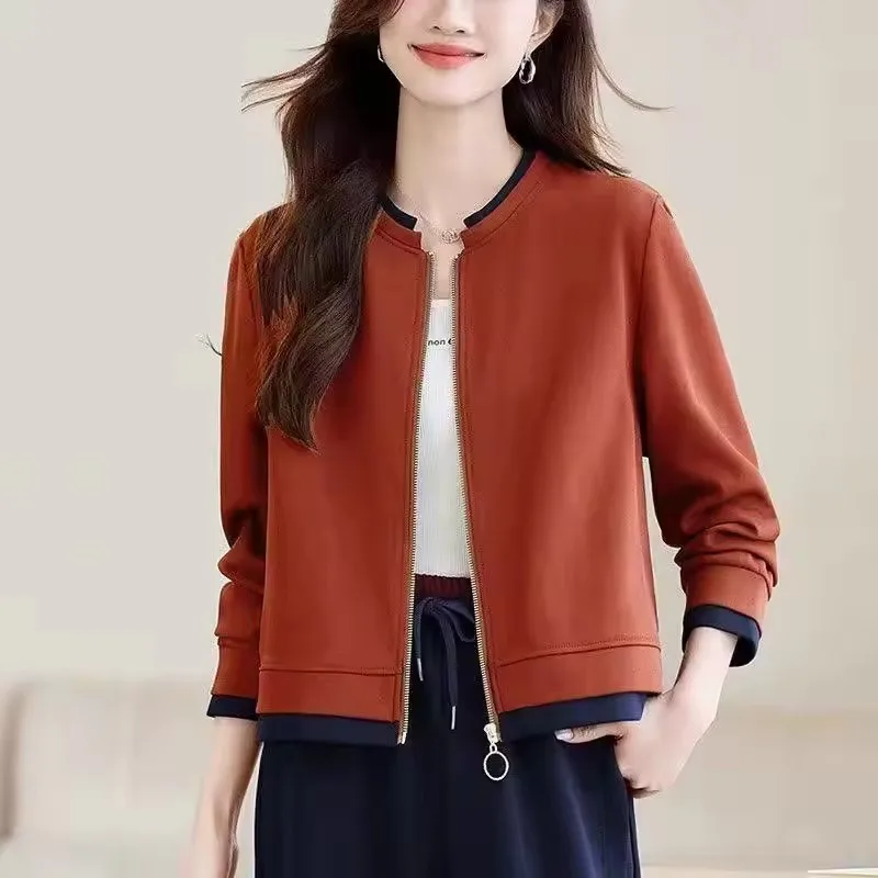 Frühling Herbst frauen Jacke 2025, Neue Mode Casual Tops Weibliche Kurze Jacke Zipper Dünne Strickjacke Mantel Sweatshirt Oberbekleidung