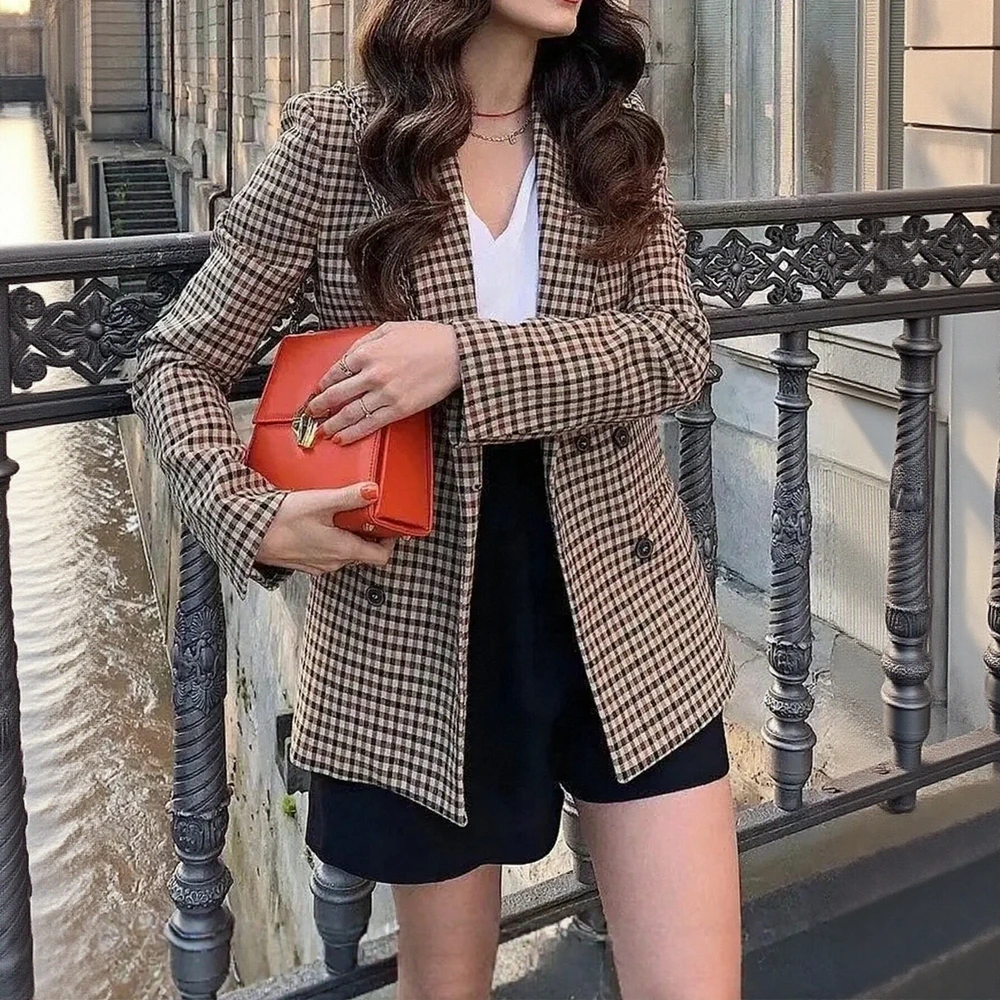 

Женский осенний пиджак, повседневный пиджак на пуговицах с длинными рукавами и лацканами, облегающий офисный женский модный базовый повседневный костюм