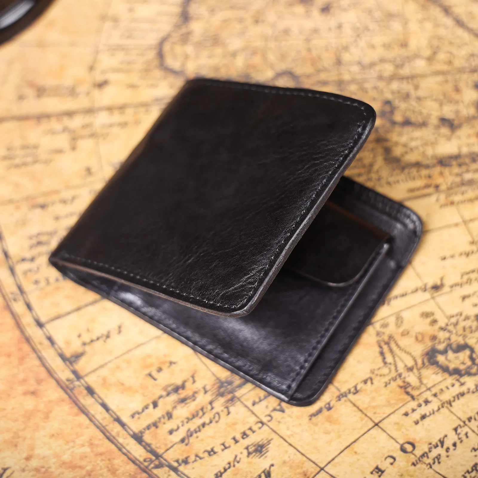 Vintage Herren Klassische Echtleder-Geldbörse Kreditkartenhalter Taschenbörse Rindsleder Retro-Stil – Detail 9