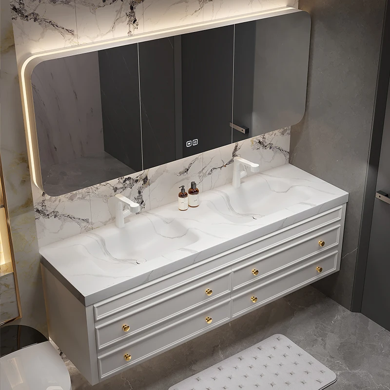 

Современный шкаф для ванной комнаты из цельного дерева, светлый роскошный умывальник, стол для умывальника, дизайнерский шкаф для умывальника Armadio Bagno, мебель для дома