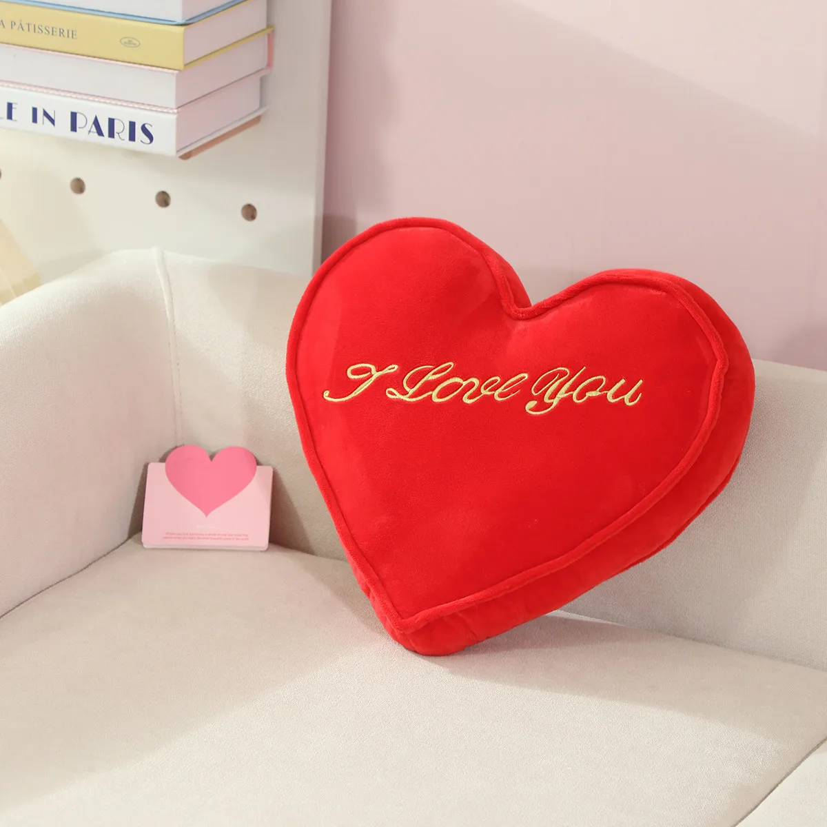 Oreiller en peluche cœur rouge 35x30cm, coussin de siège de soutien arrière I LOVE U, doux, décoration de fête de saint-valentin, cadeau pour petite amie
