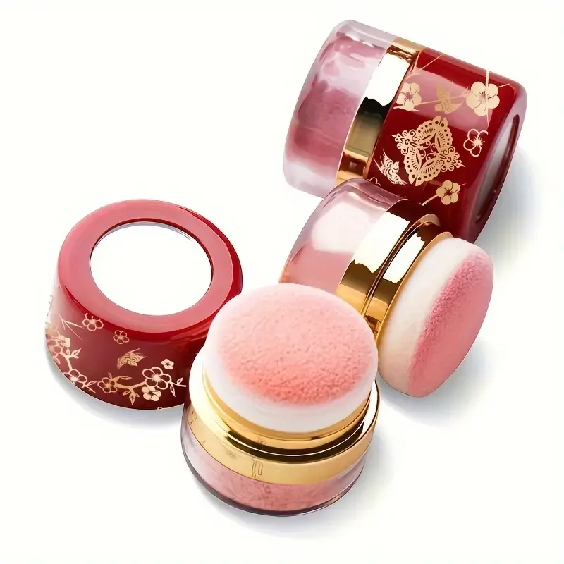 3 قطع من أحمر الخدود اللامع غير اللامع يحتوي على مسحوق اللؤلؤ ومكونات زيت الورد، بودرة سائبة للمكياج، لوحة حمراء، هدية لمستحضرات التجميل #4