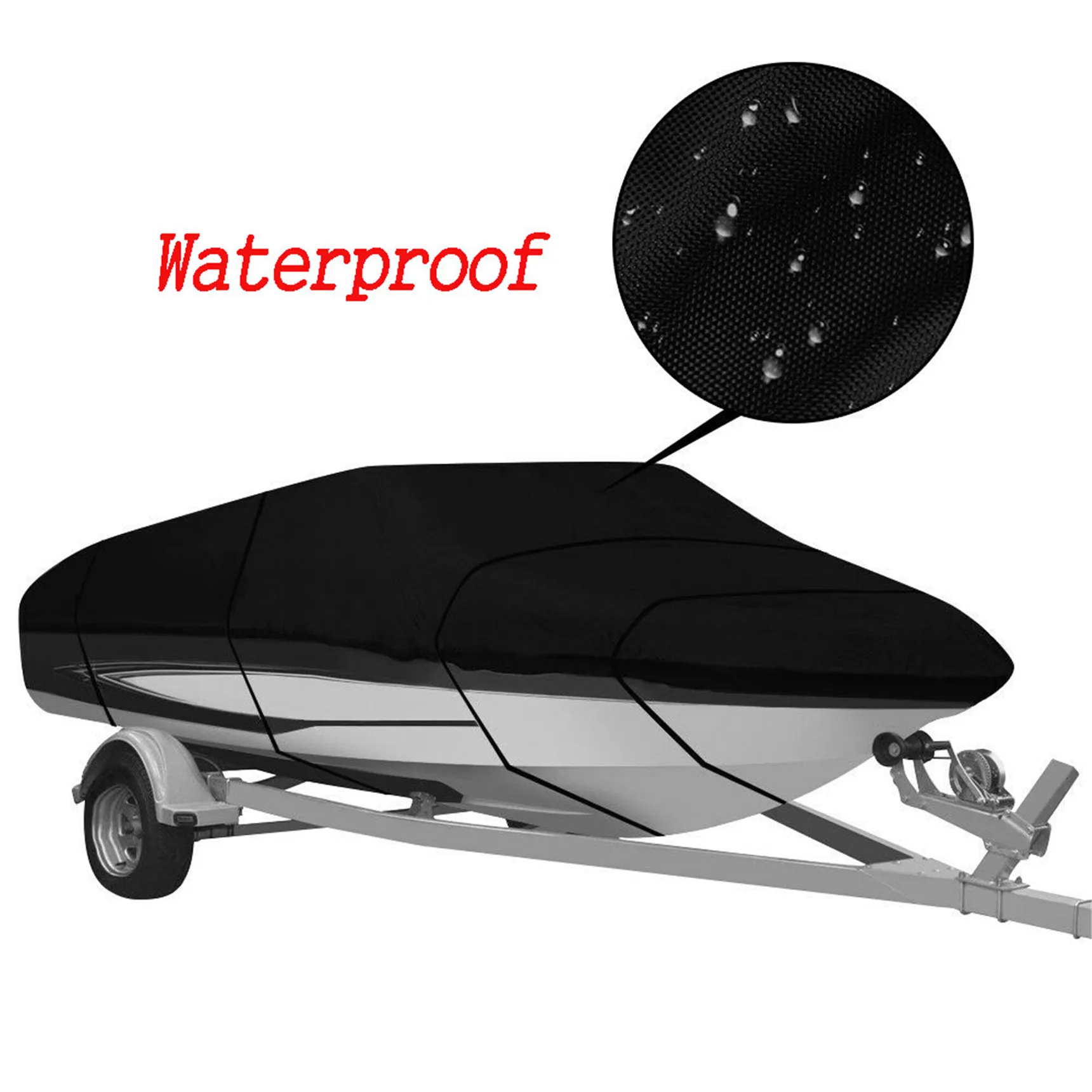 Heavy Duty Outdoor Breathable Black Jumbo Boat Cover Fabric Trailerable Boat Cover With Drawstring bag