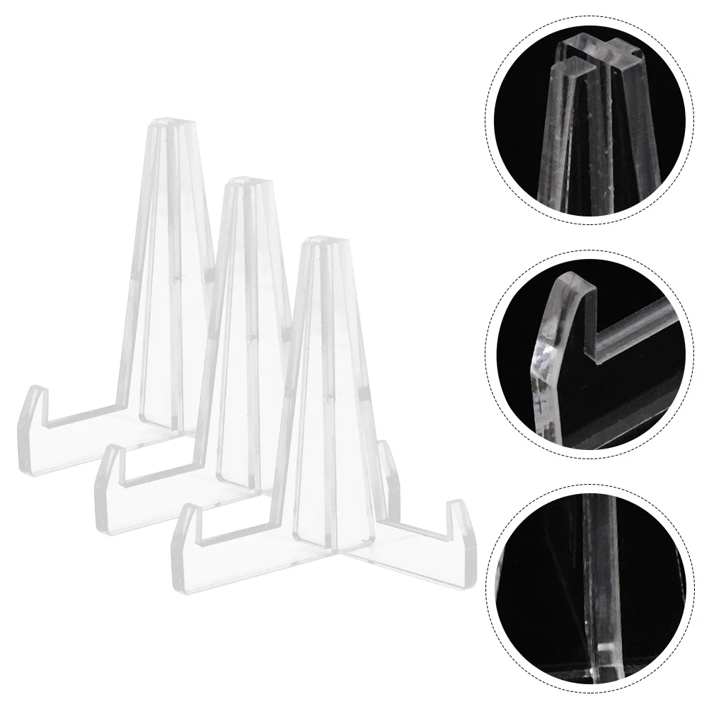 

3pcs Acrylic Plate Stand Display Holder Transparent Easel Stand For Office Multi-Functional Storage Rack Collection Picture