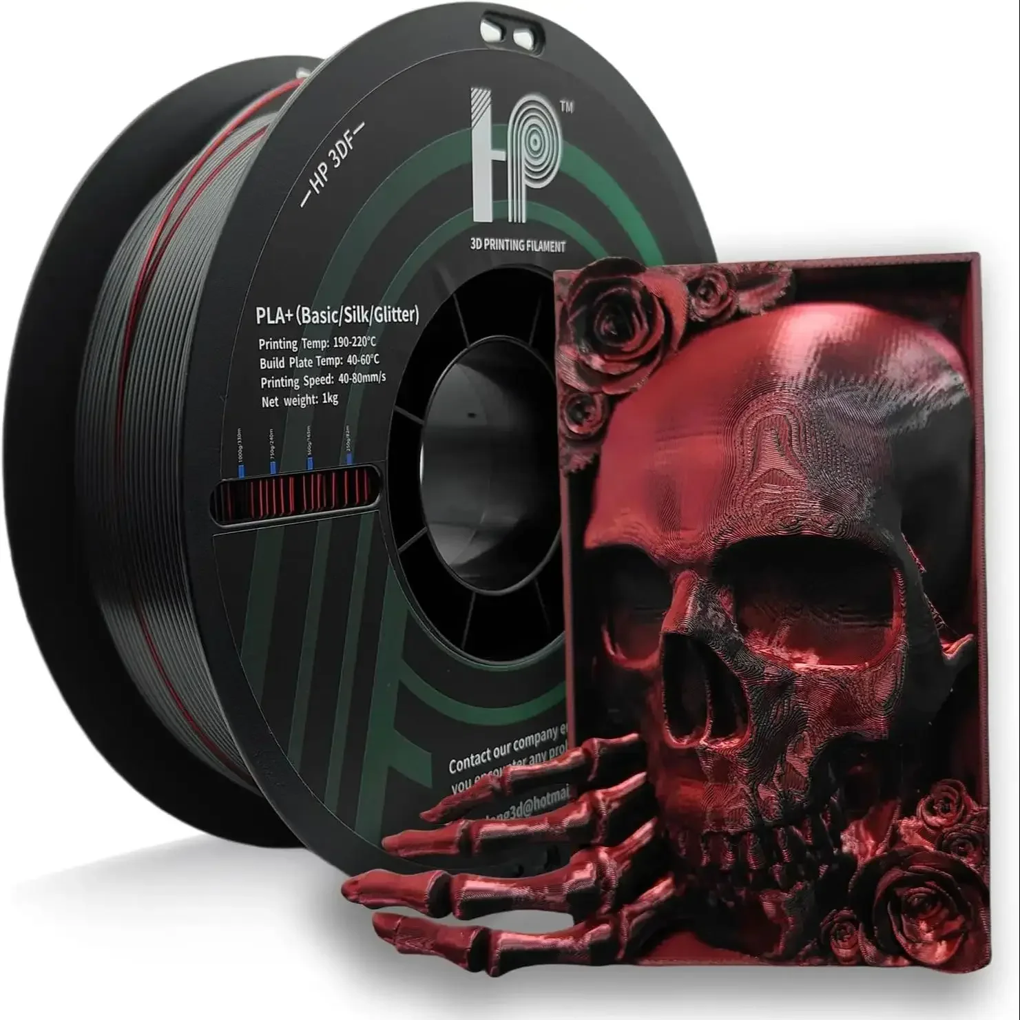 خيوط طابعة ثلاثية الأبعاد، خيوط HP3DF PLA، دقة الأبعاد 1.75 مم +/- 0.02 مم، بكرة 1 كجم (2.2 رطل)، تناسب معظم طابعات FDM