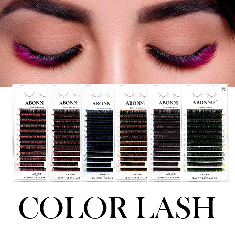 ABONNIE Mix Color Eyelashes Make up Black Gradient Red Blue Purple Eyelashes Extensions Individual Faux Mink Ombre Color Lashes