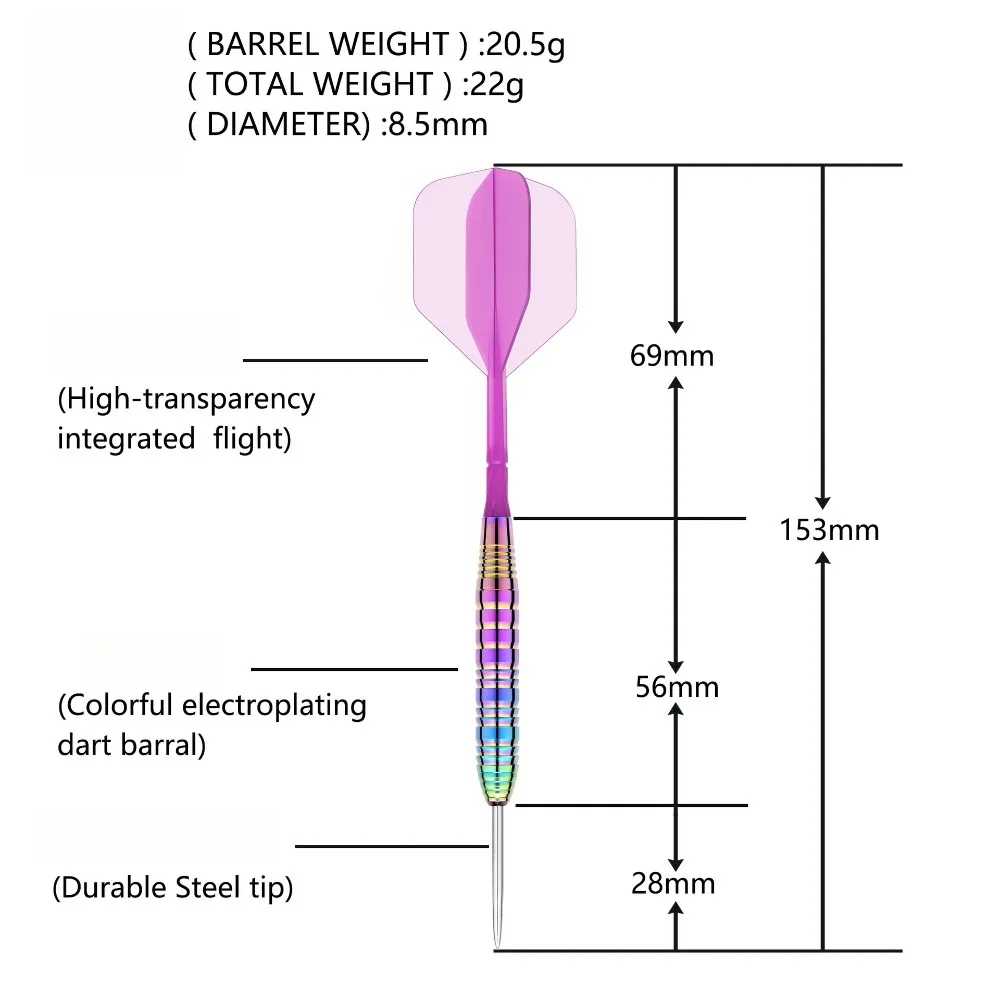 

Colorful Copper Steel Tip Darts Professional Heavy Duty Dart Set with Flights & Shafts for Adults
