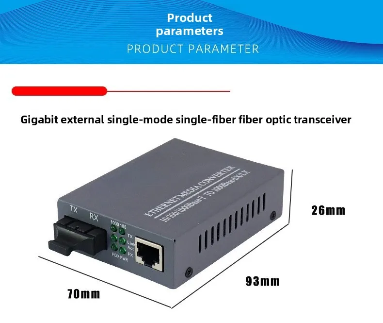 HTB‑GS03‑AB Fiber Optic Media Converter Gigabit Single‑Mode Single‑Fiber Transceiver Fiber To RJ45 Ethernet Conversion Module