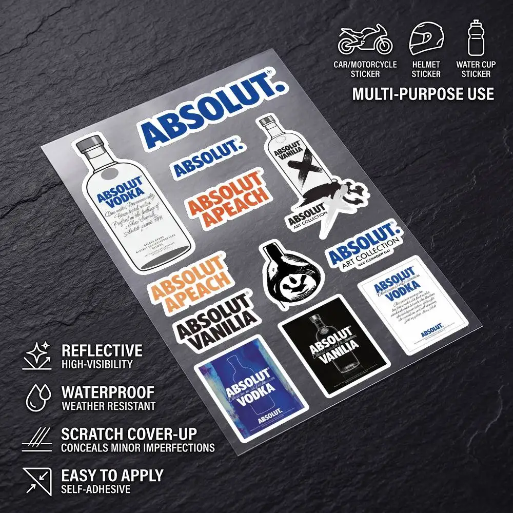 A-AbsolutVodka-a Long Lasting Waterproof Reflective Sticker Scratch Conceal Fit Motorcycle Car Helmet Fridge Decals