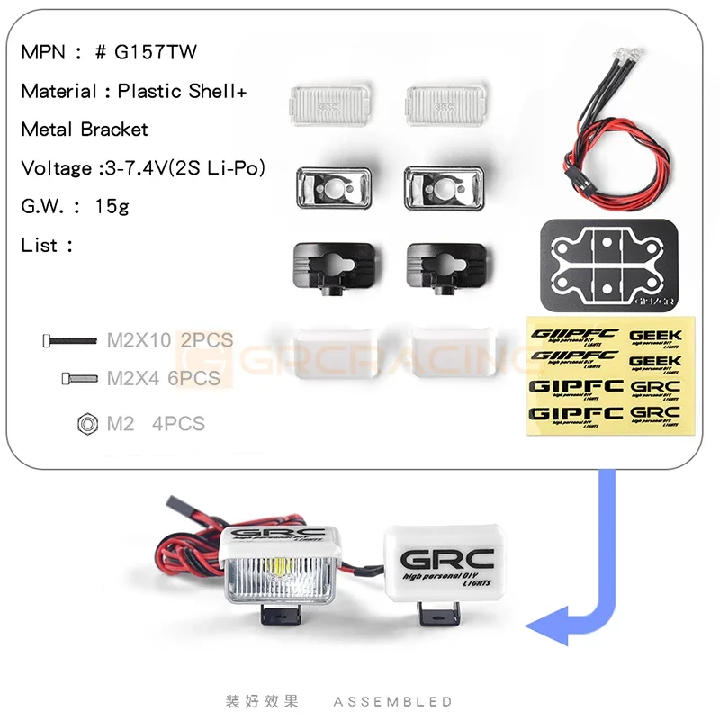 CGRC 1 Set LED-Scheinwerfer für 1/10 RC Crawler Car Traxxas TRX4 Defender Bronco TRX6 G63 AXIAL SCX10 RC4WD D90 Teile