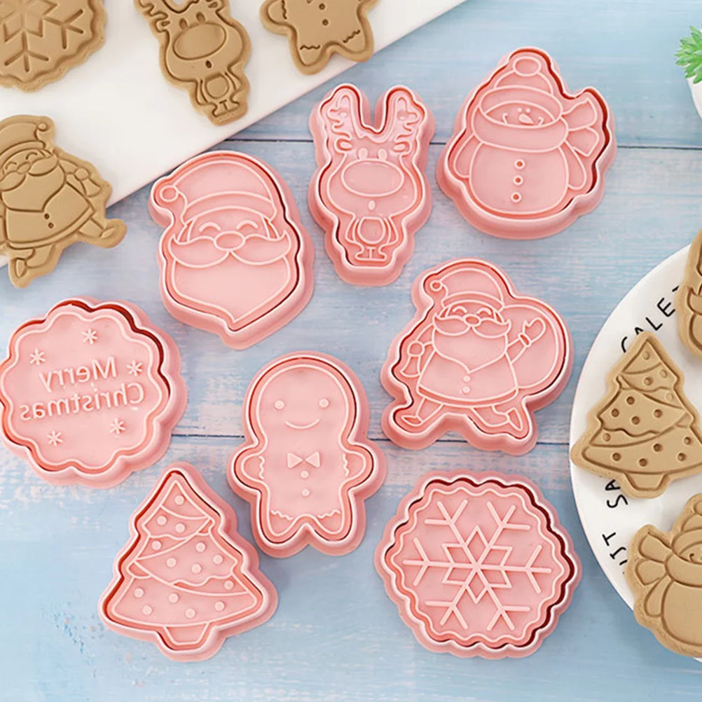 

8pcs Molds Christmas Style Baking Decorative Reusable Plastic Biscuit Cutters Kitchen Christmas Cookie Molds Tools DIY