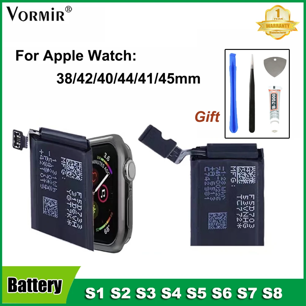 Vormir Top Quality Battery For Apple Watch Series 1 2 3 4 5 SE 6 7 Replacement Batteries for iWatch 38/40/41/42/44/45mm GPS/LTE