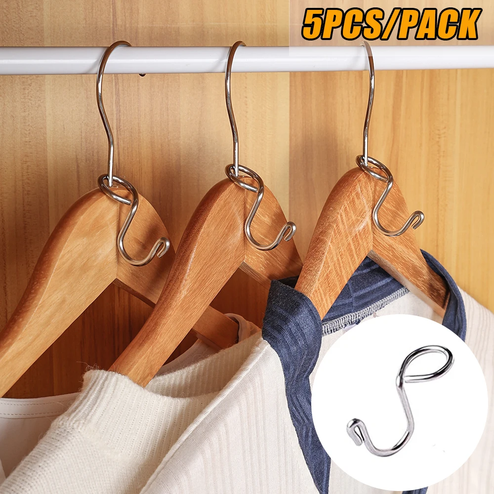 5/1Pcs Metal Clothes Hanger For Closet Connector Hooks Cascading Clothing Organizer Rack Holder For Wardrobe Closet Space Saving