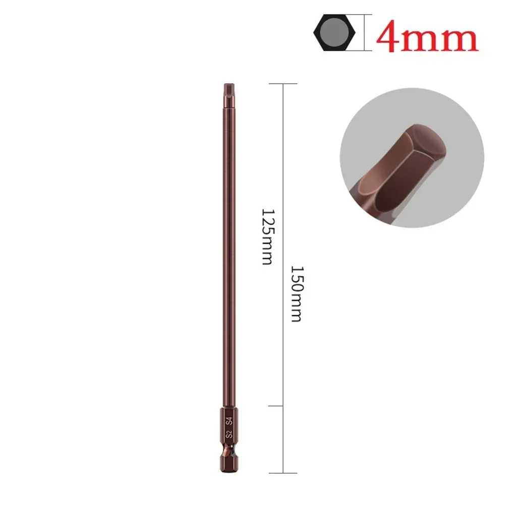 Screwdrivers Screwdriver Bit 150mm Alloy Steel H1.5-H6 Screwdriver Bits Wide Size Range Magnetic Hex Head Practical