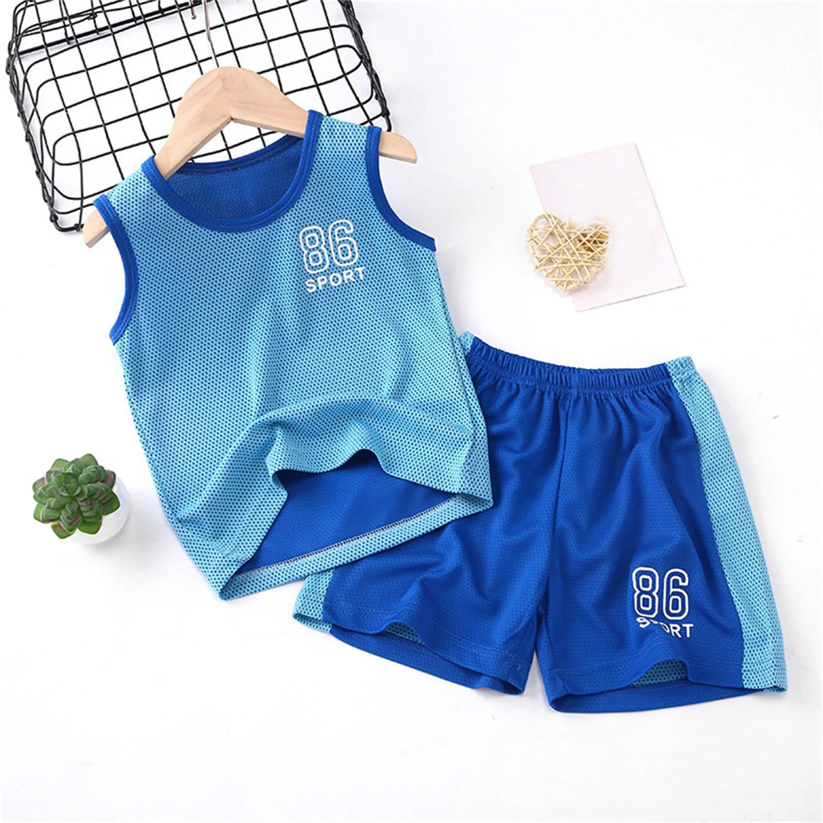 Kids Boys Girls Summer Children Sports Jerseys T-shirt Shorts Vest Tracksuit 2Pcs Sets Basketball Team Suit Clothing Set Outfits