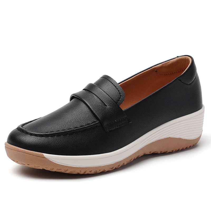 أحذية جلدية غير رسمية جديدة للربيع والصيف للنساء، أحذية فردية للعمل من الجلد الطبيعي بنسبة 100%، أحذية بدون كعب للمشي للأم #2