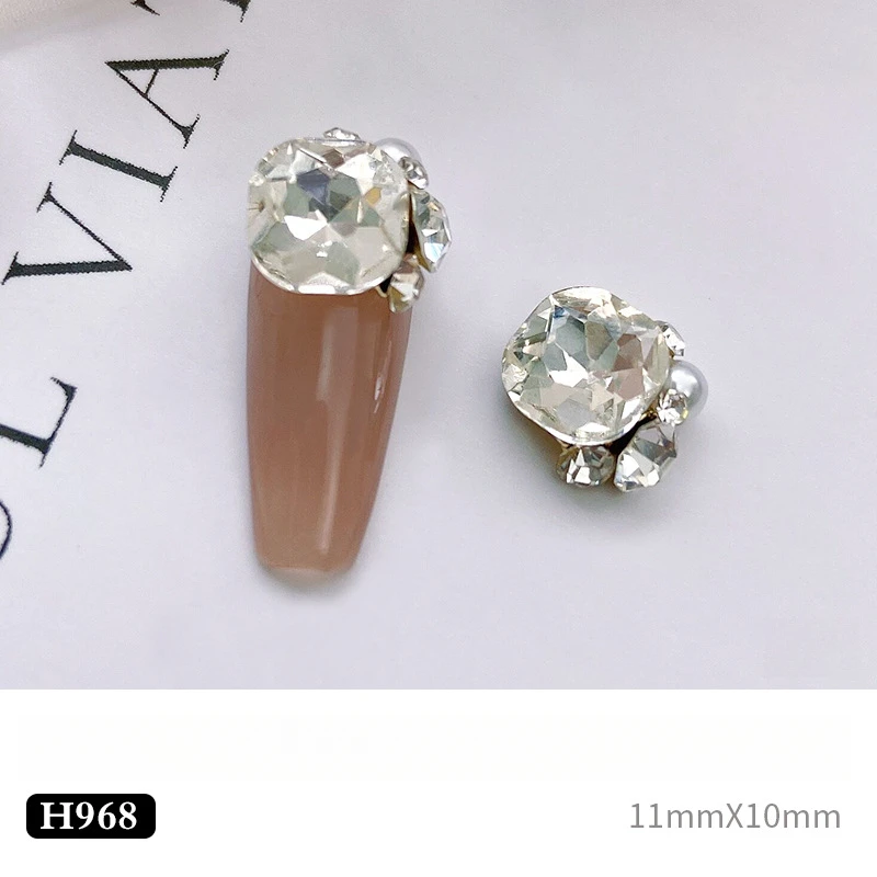 Líquidos para decoración de uñas, pila de cristal, producto terminado de diamante, decoración de uñas de perlas hecha a mano de ángulo recto Rectangular súper brillante