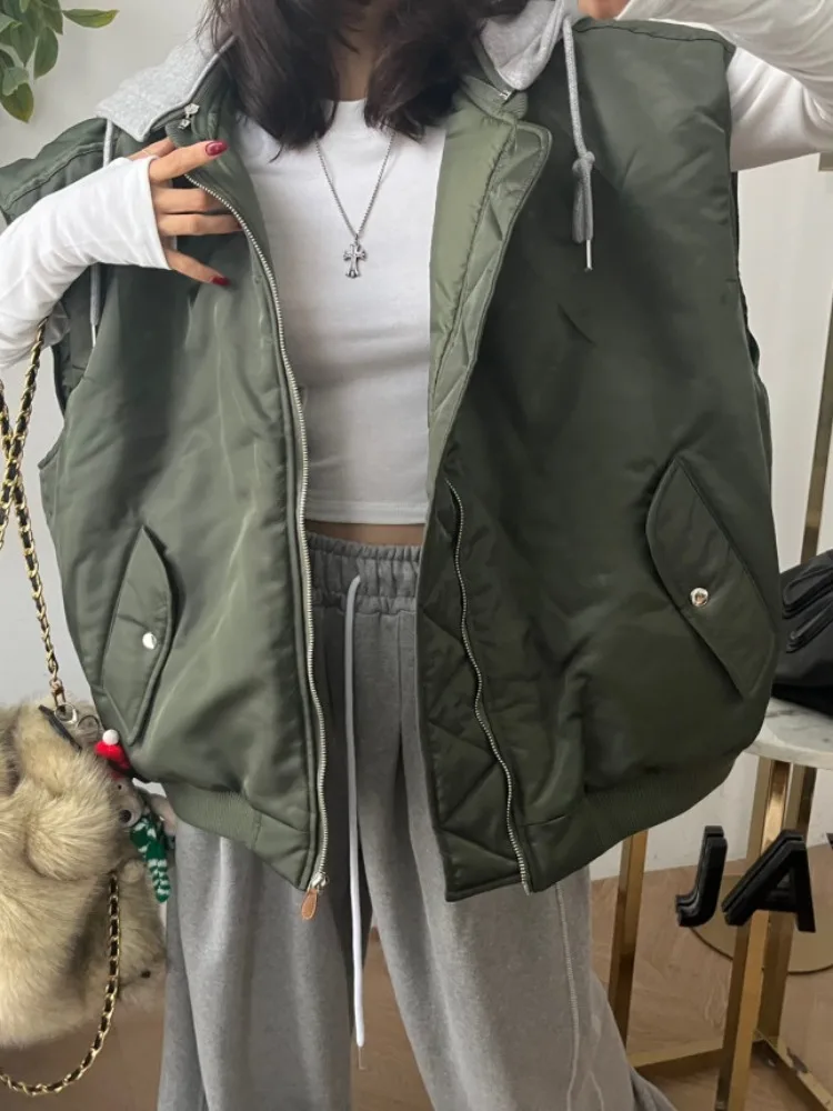 

Повседневная корейская лоскутная толстовка с капюшоном, жилет с капюшоном, дэт, хлопковая одежда, весна-осень, цветная застежка-молния для поездок на работу