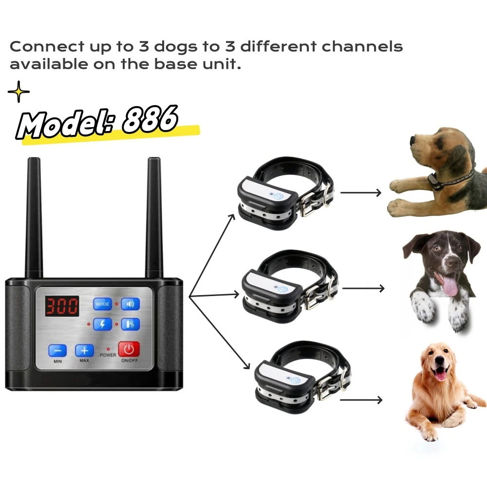 Wireless Fence Dog Training Collar Bark Control Dog Training System Remote Waterproof Durable for Active Dogs Safe Control