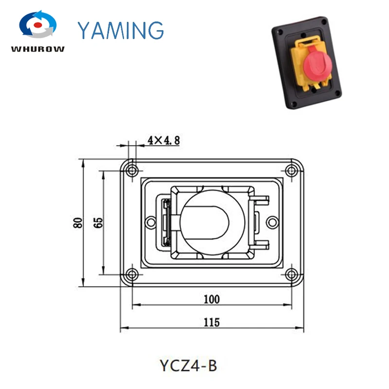 Electromagnetic Switch 400V 7 Pins Starter On Off 15A With Protection Cover Waterproof Momentary Reset Push Button YCZ4-B