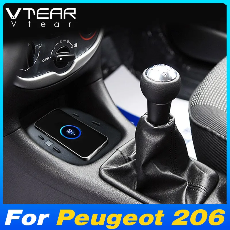 Car Wireless Charger 15W Fast Mobile Phone Charging Panel Adapter For Peugeot 206 Interior Product Auto Accessories