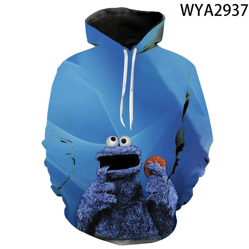 New Cookie Monster Party 3D Printed Harajuku Long Sleeve Hoodie Hip Hop Hoodie Anime Cartoon Men's Women's Hoodie Sweatshirt